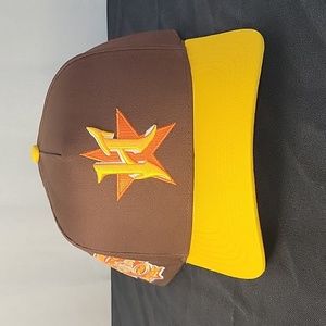 Hollywood Hideout snap back hat Brown and Yellow